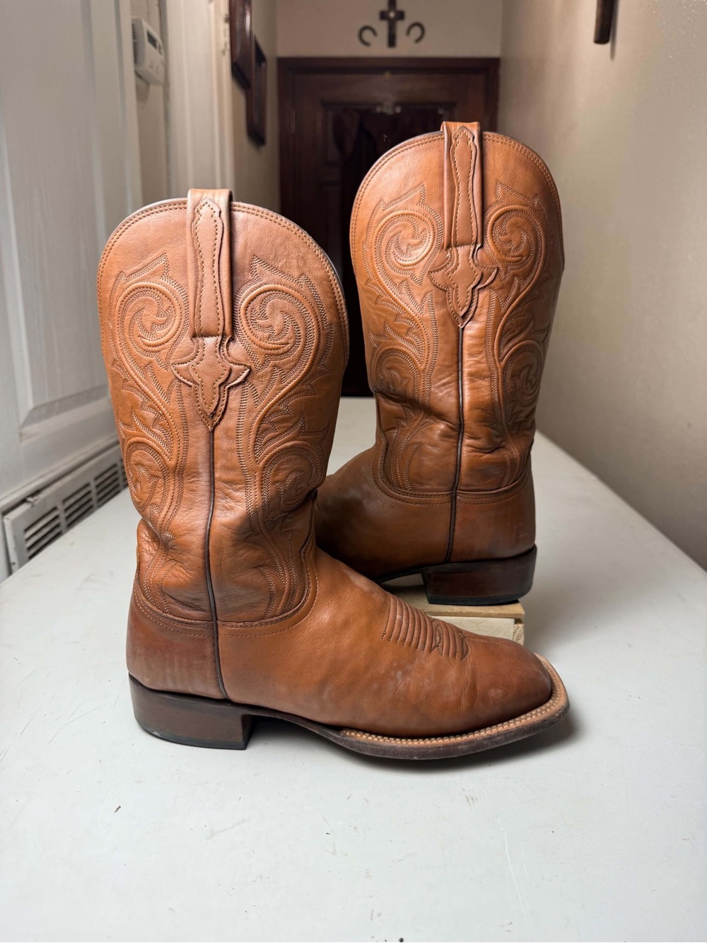 Lucchese Men’s Cowboy Boots Sz 8.5 Chestnut Brown Made San Antonio